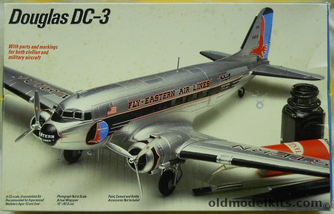 Testors 1/72 Douglas C-47 Air Rescue Service or DC-3 Eastern Airlines, 627 plastic model kit